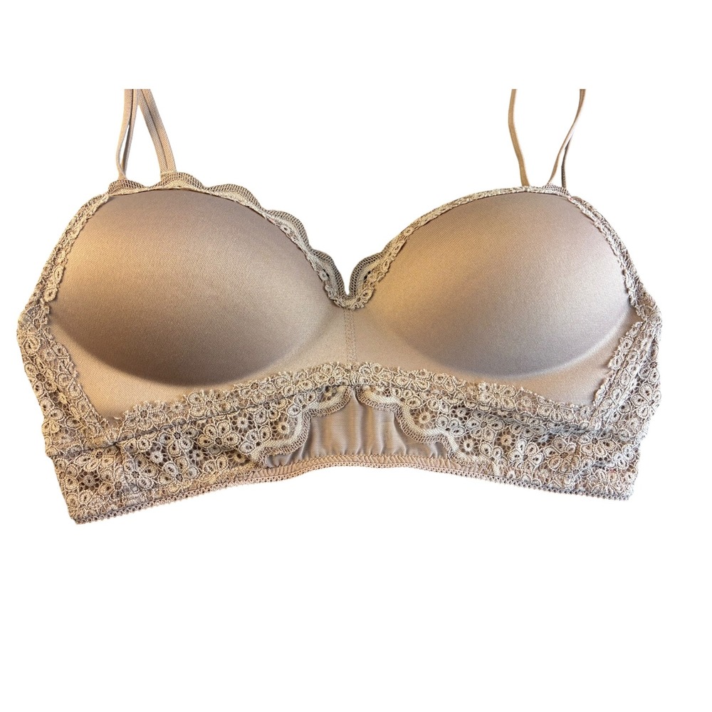 Aerie Wireless Lace Longline Padded Bralette Taupe Mauve 34B 4704168293